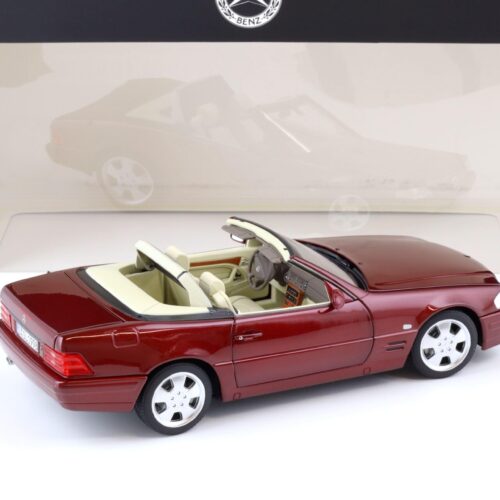 1:18 Norev Mercedes SL 500 R129 Convertible Facelift amber red DEALER VERSION - Image 3