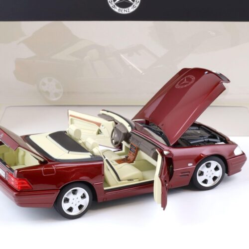 1:18 Norev Mercedes SL 500 R129 Convertible Facelift amber red DEALER VERSION - Image 5