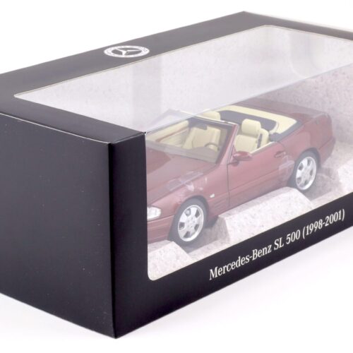 1:18 Norev Mercedes SL 500 R129 Convertible Facelift amber red DEALER VERSION - Image 6