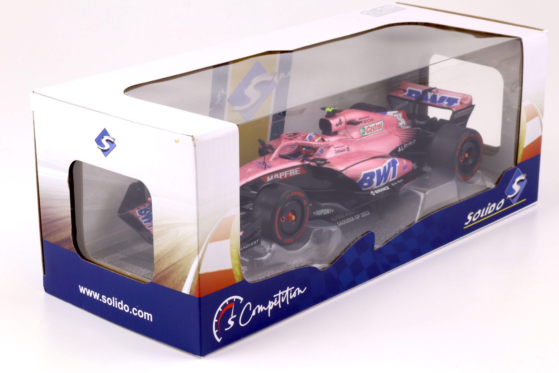 1:18 Solido Alpine A522 F1 Arabia Saoudia GP 2022 E.Ocon BWT pink