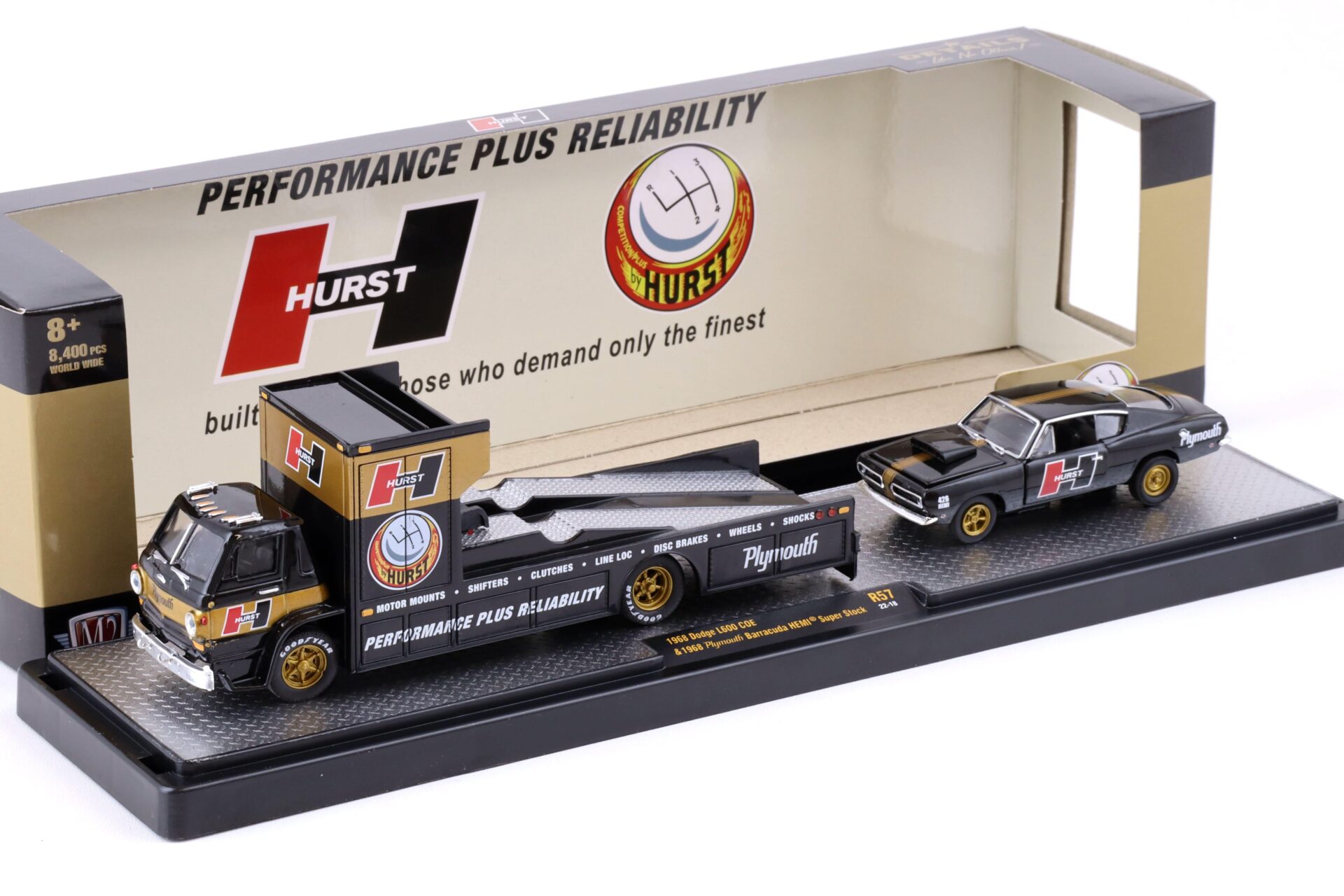 1:64 M2 Machines 1968 Dodge L600 COE & 1968 Plymouth Barracuda HEMI Super Stock HURST