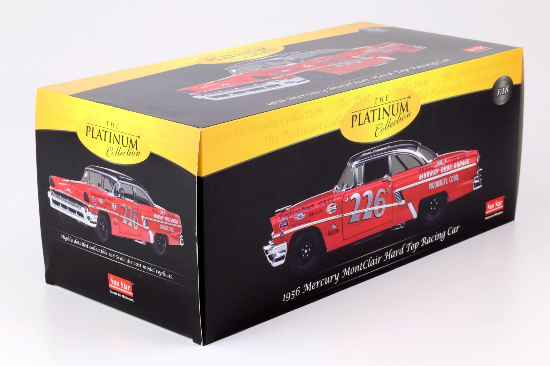 1:18 Sun Star 1956 Mercury MontClair Hard Top Racing Car russ truelove / red