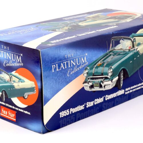 1:18 Sun Star 1955 Pontiac StarChief Convertible white mist / turquoise blue poly - Image 4