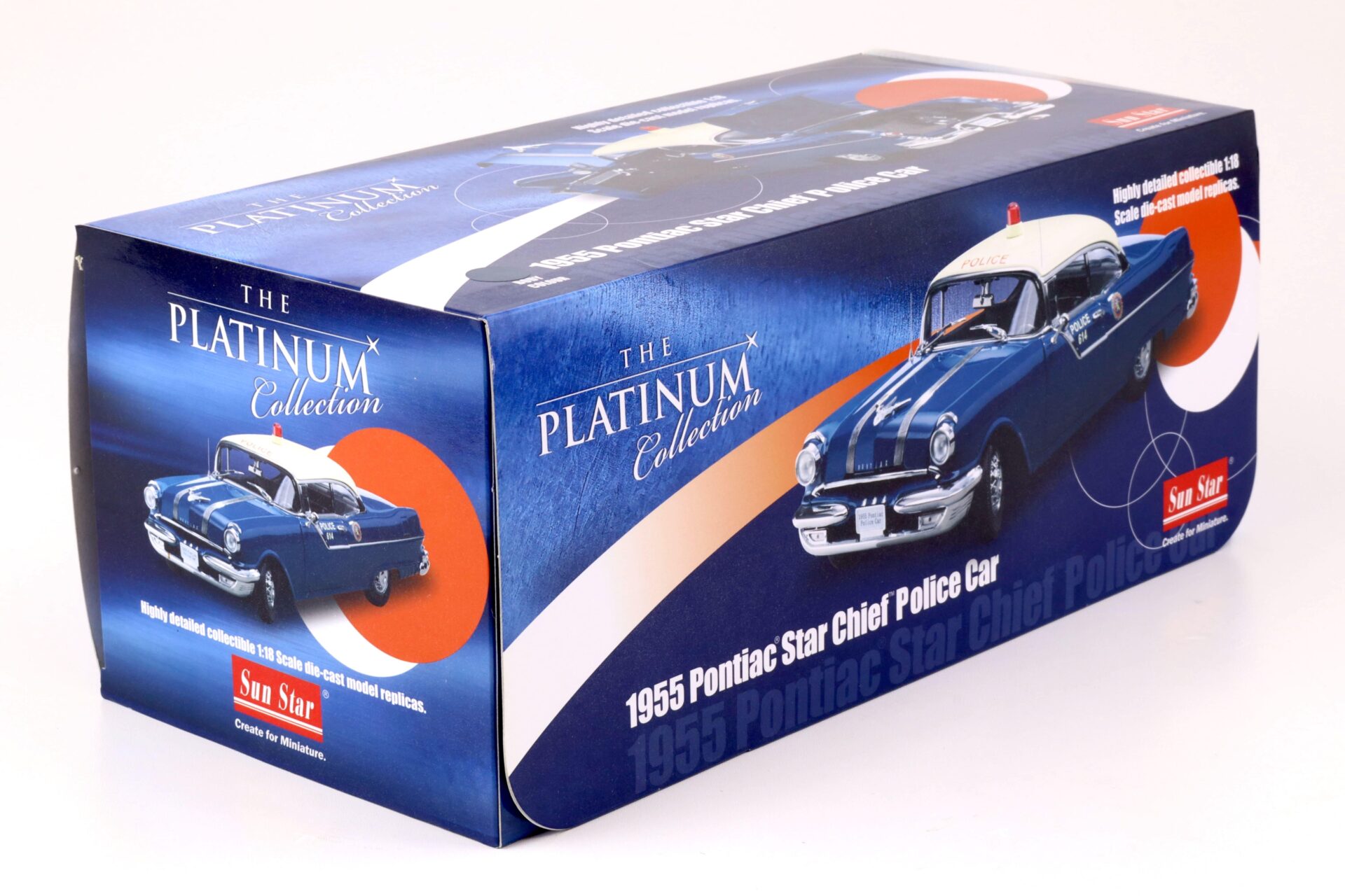 1:18 Sun Star 1955 Pontiac Star Chief Hard Top Police Car blue / beige
