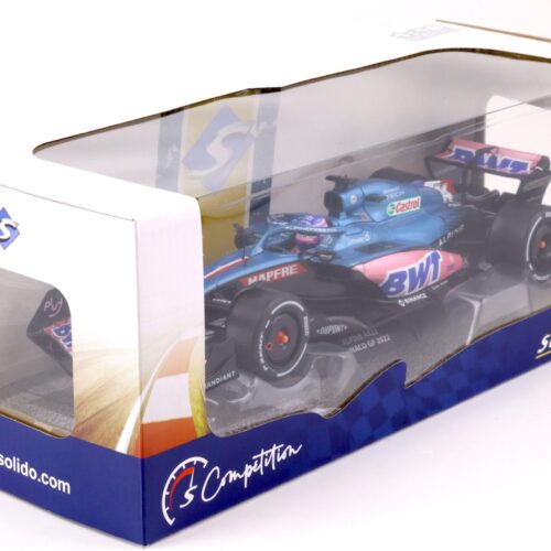 1:18 Solido Alpine A522 Monaco GP 2022 F1 F. Alonso BWT blue