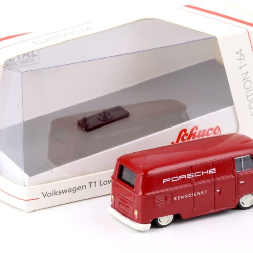 1:64 Schuco VW T1 Bus Lowrider Porsche Renndienst red
