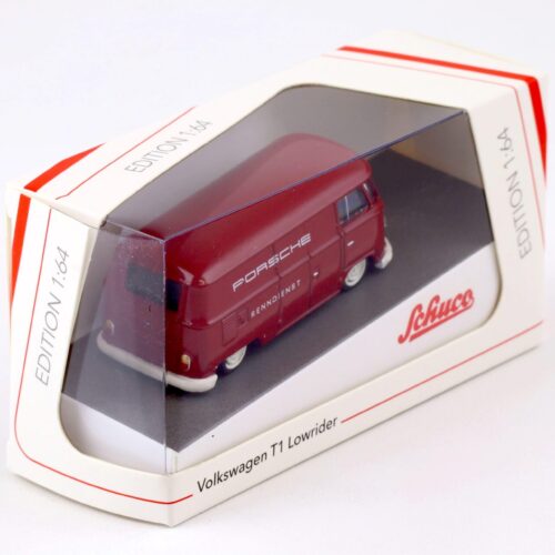 1:64 Schuco VW T1 Bus Lowrider Porsche Renndienst red