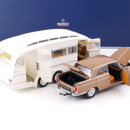 1:18 Norev Peugeot 404 Sedan 1965 brown metallic with Caravan Henon white 184837