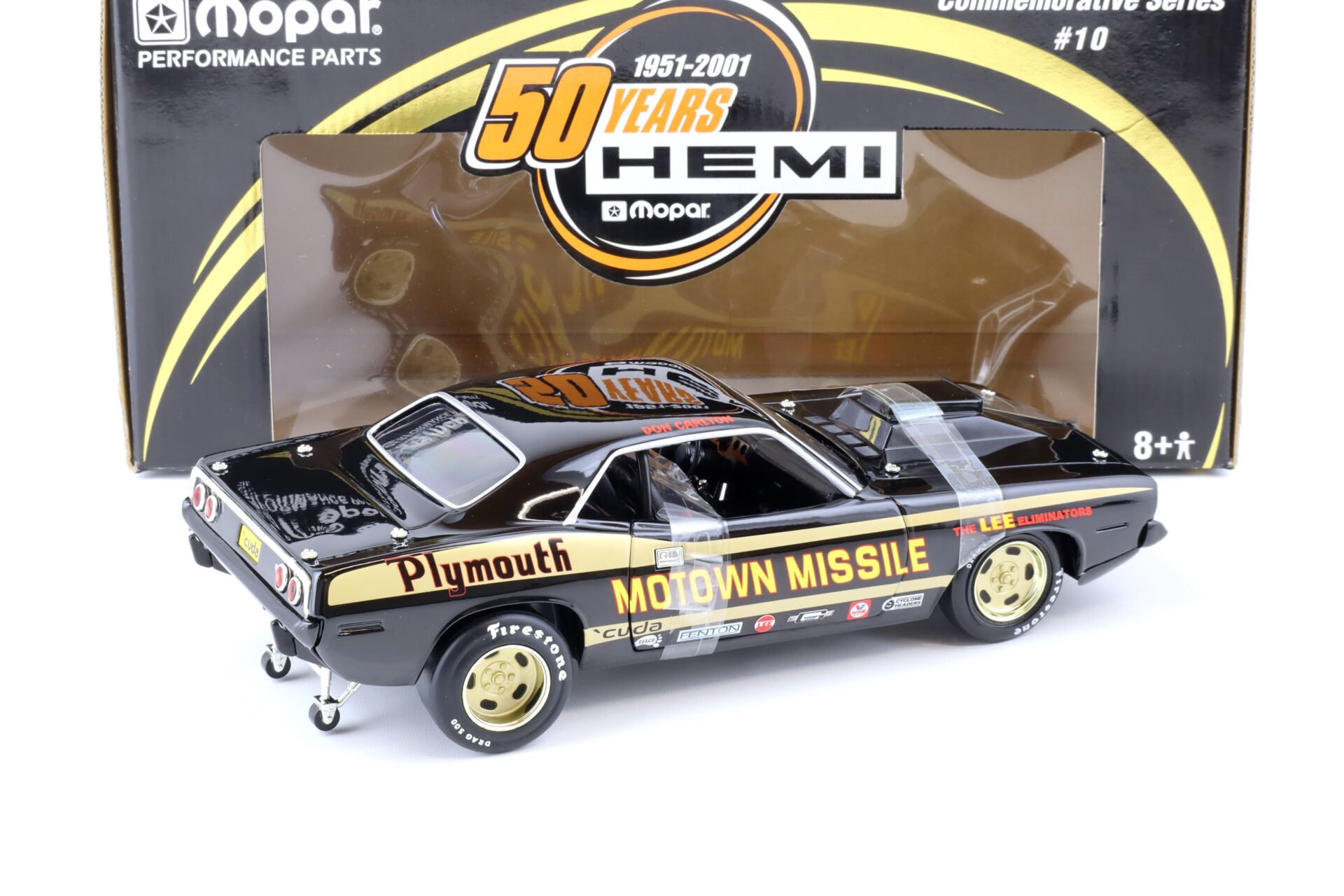 1:18 ERTL Collectibles 1972 Plymouth Barracuda Motown Missile black / gold
