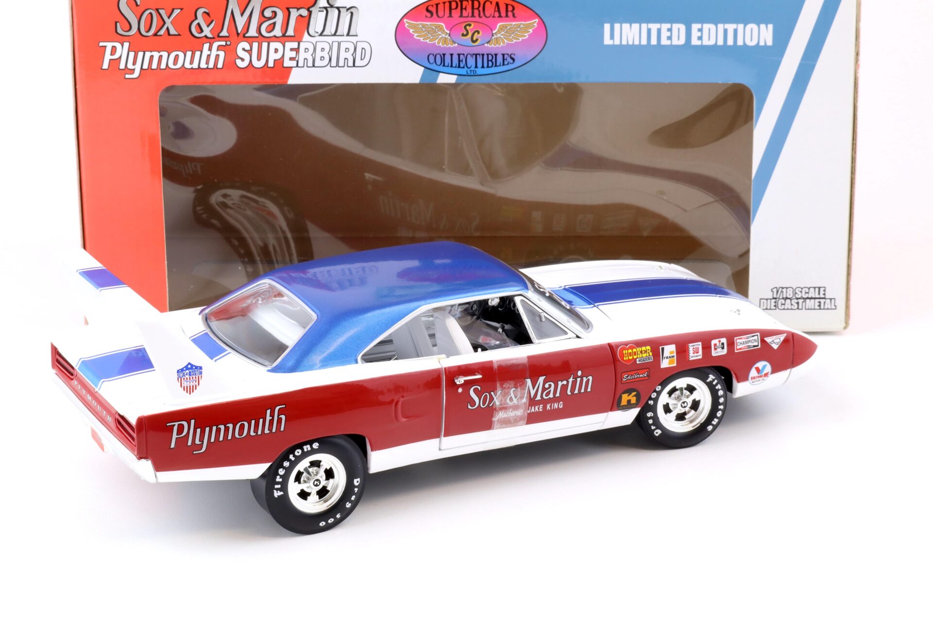 1:18 ERTL Supercar Collectibles Sox & Martin Plymouth Superbird blue / white / red