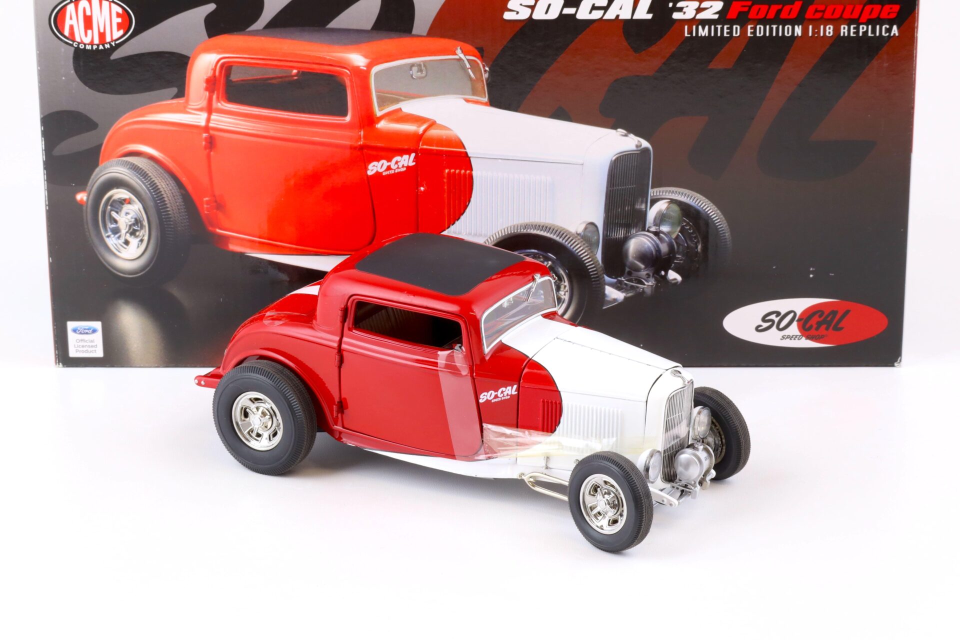 1:18 ACME 1932 Ford Coupe Hot Rod SO-CAL Speed Shop red/ white