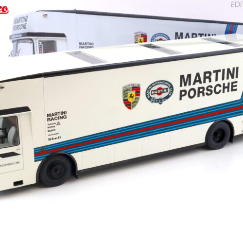 1:18 Schuco Mercedes O317 Renntransporter MARTINI PORSCHE white