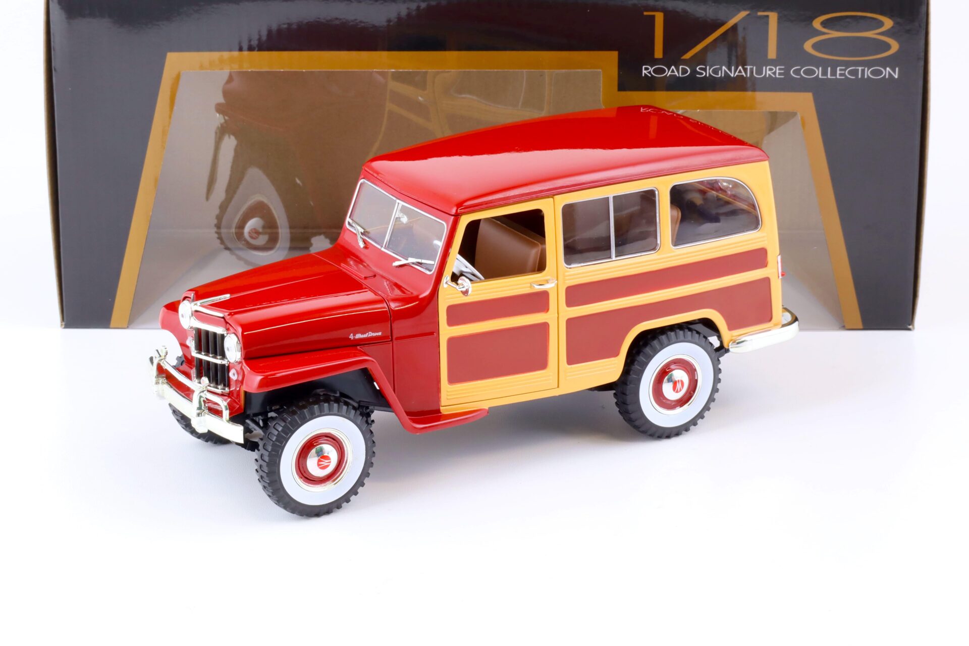1:18 Road Signature 1955 Willys Jeep Station Wagon burgundy red