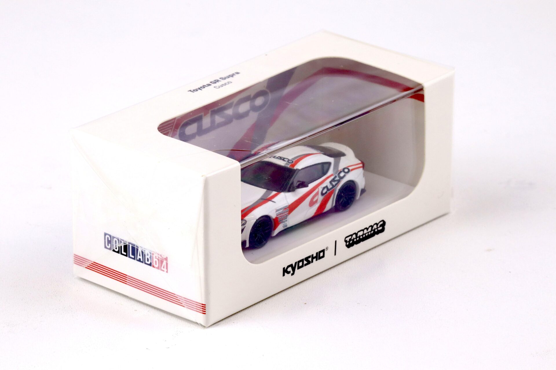 1:64 Tarmac Works x Kyosho Toyota GR Supra Cusco white / red