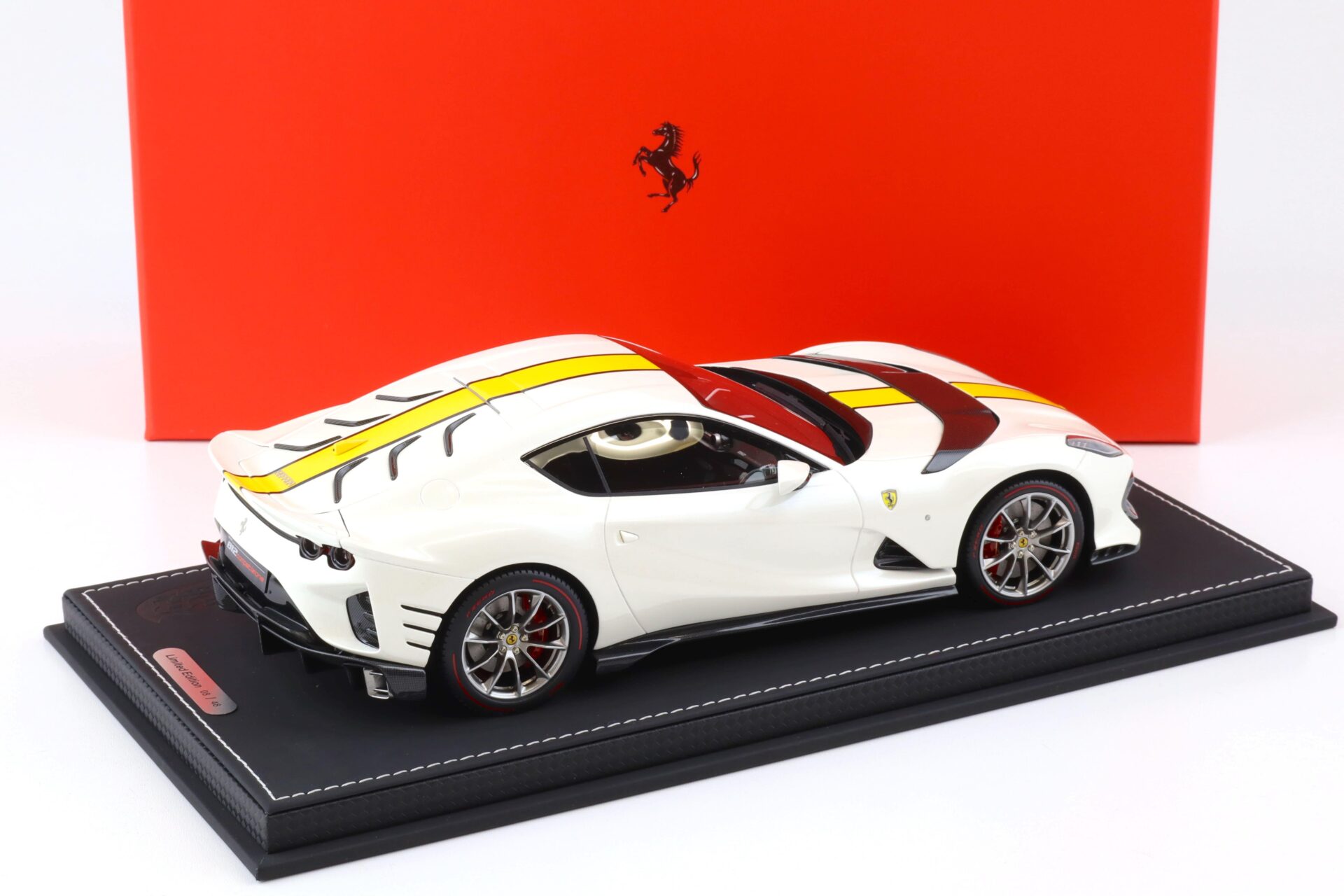 1:18 BBR Ferrari 812 Competizione 2021 Gloss Italian white/ yellow stripe - Limited 48 pcs.