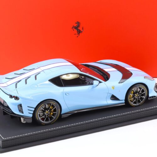 1:18 BBR Ferrari 812 Competizione 2021 Azure La Plata blue/ white stripe with Showcase