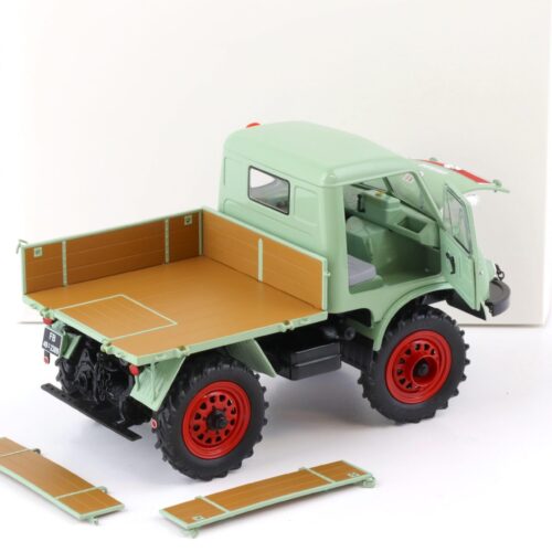 1:18 Schuco Mercedes Unimog 401 mit Westfalia Kabine green 450017600