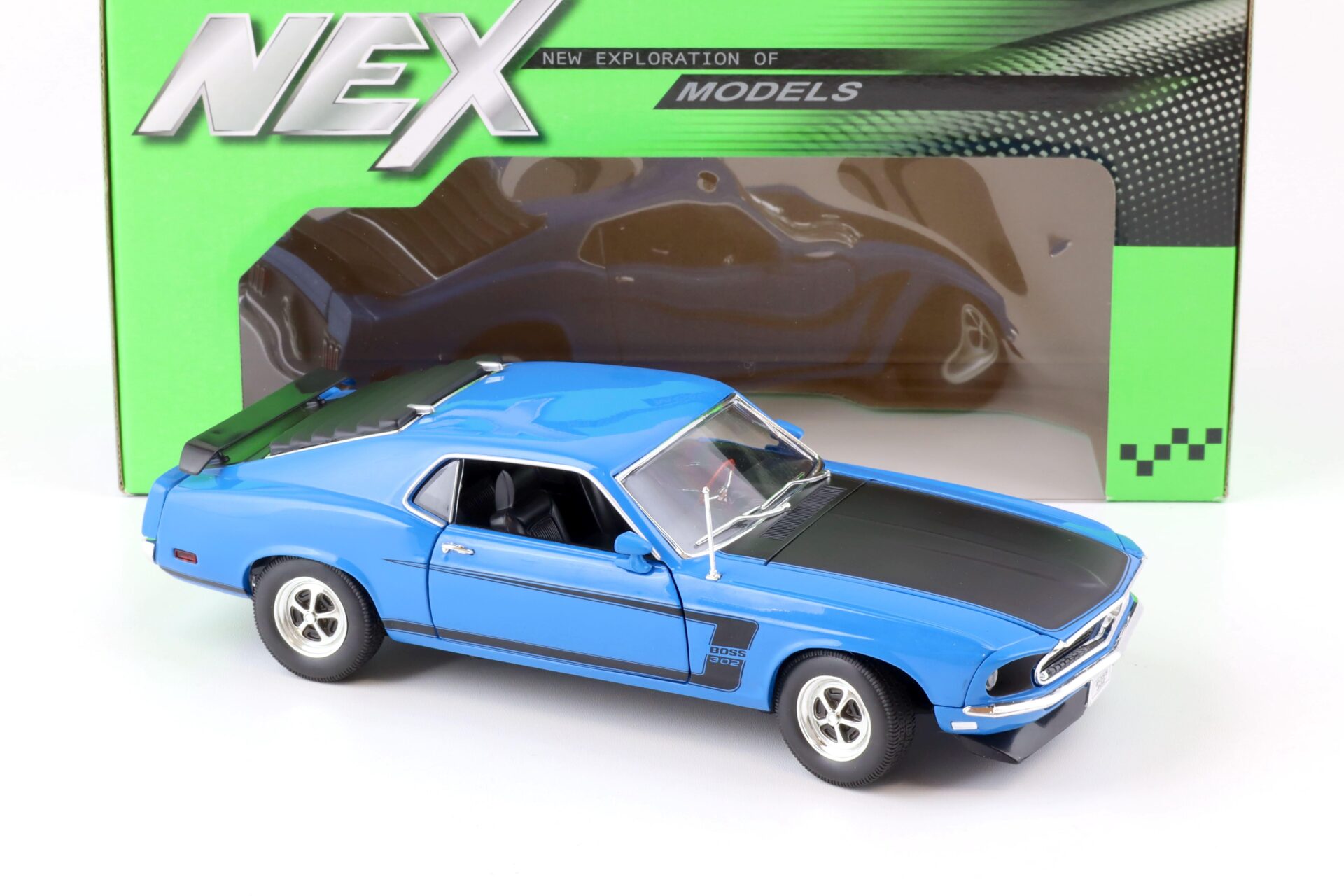 1:18 Welly NEX 1969 Ford Mustang Boss 302 Coupe blue