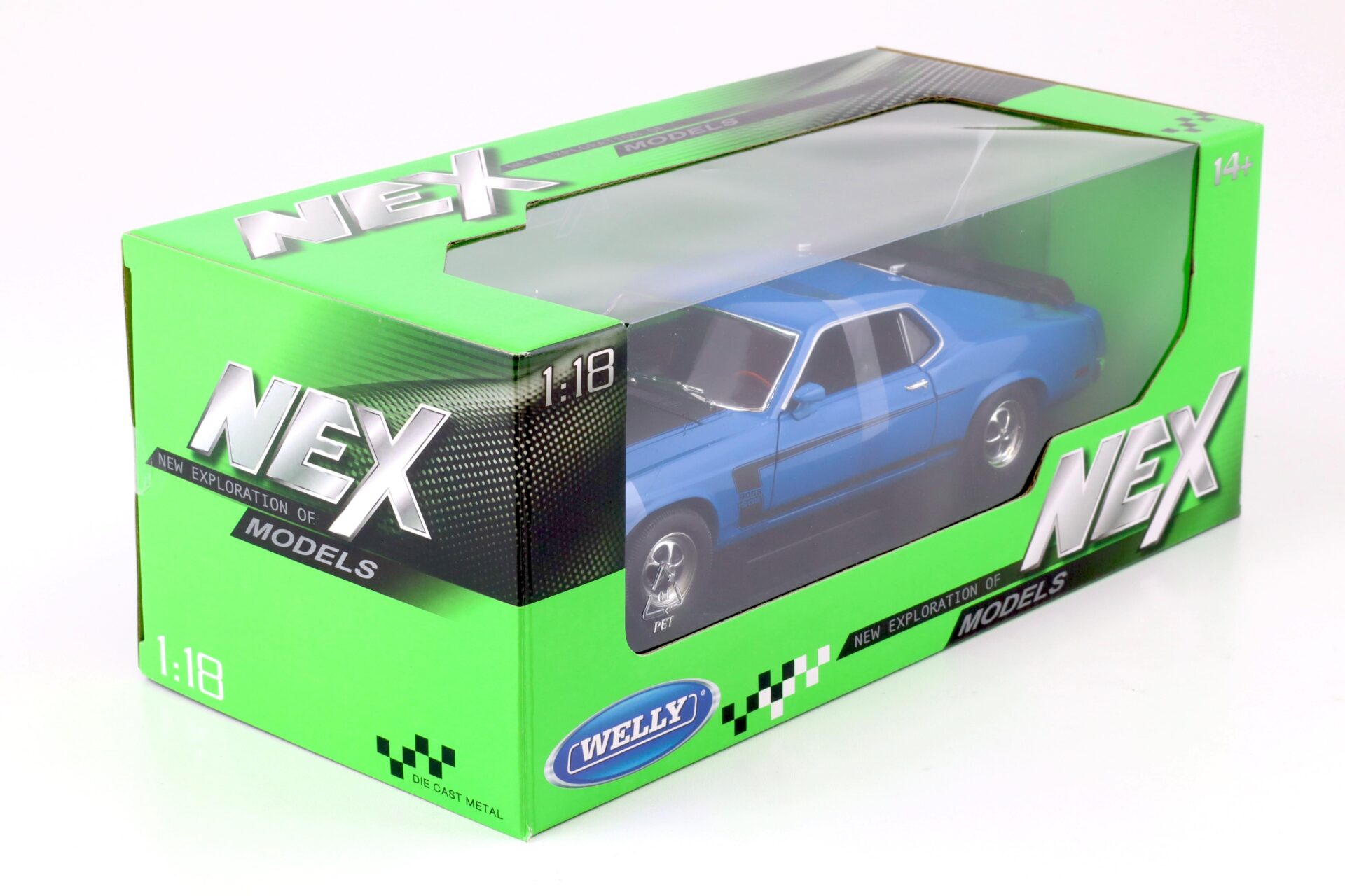 1:18 Welly NEX 1969 Ford Mustang Boss 302 Coupe blue