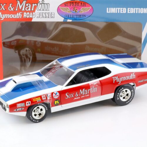1:18 ERTL 1971 Plymouth Road Runner Sox & Martin white/ blue/ red