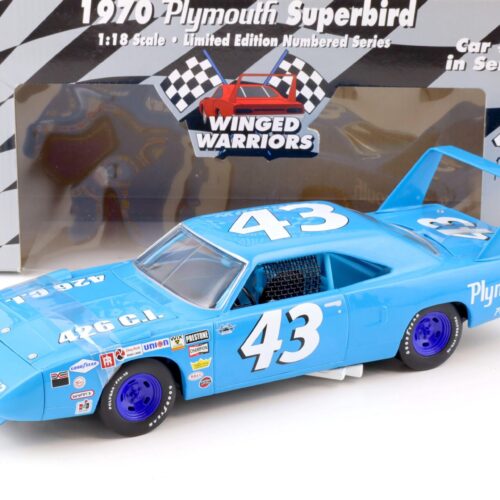1:18 ERTL 1970 Plymouth Superbird #43 Winged Warriors Richard Petty blue