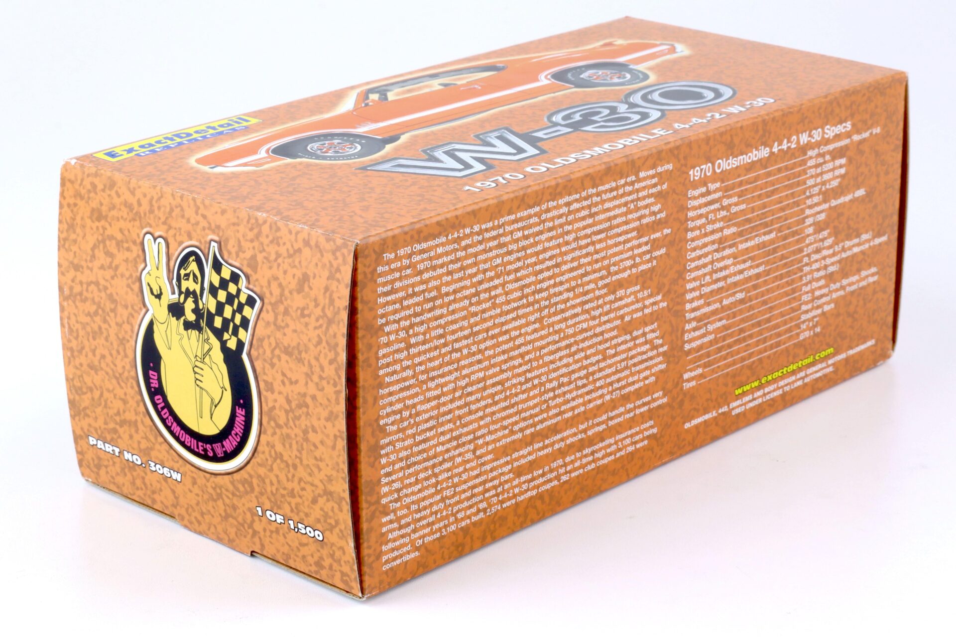 1:18 Exact Detail 1970 Oldsmobile 442 W-30 Coupe orange/ white