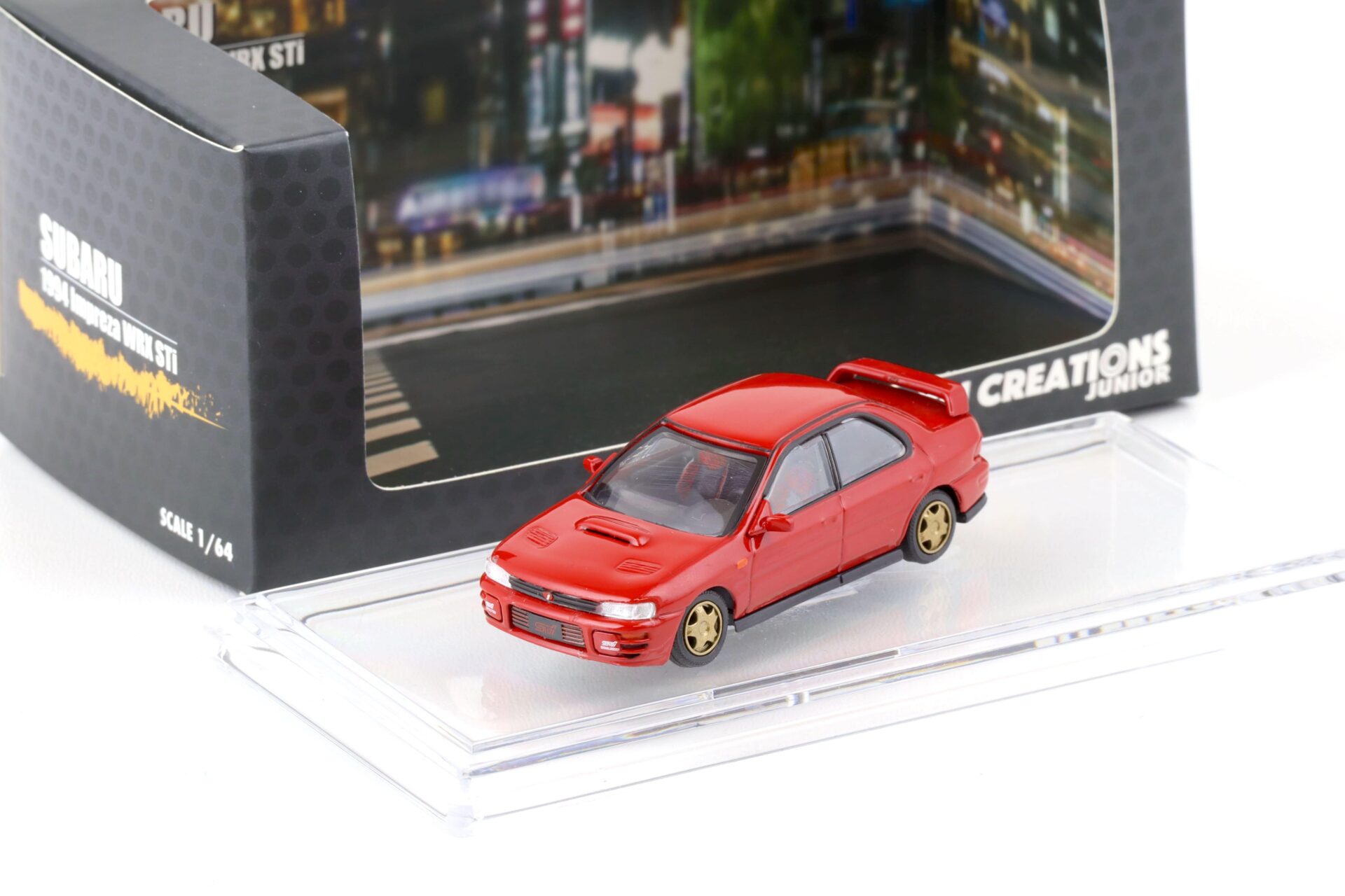 1:64 BMC BM Creations 1994 Subaru Impreza WRX STi LHD red + parts & wheels