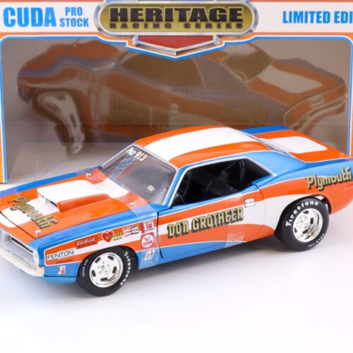 1:18 ERTL 1970 Plymouth Cuda Pro Stock Don Grotheer orange/blue/white