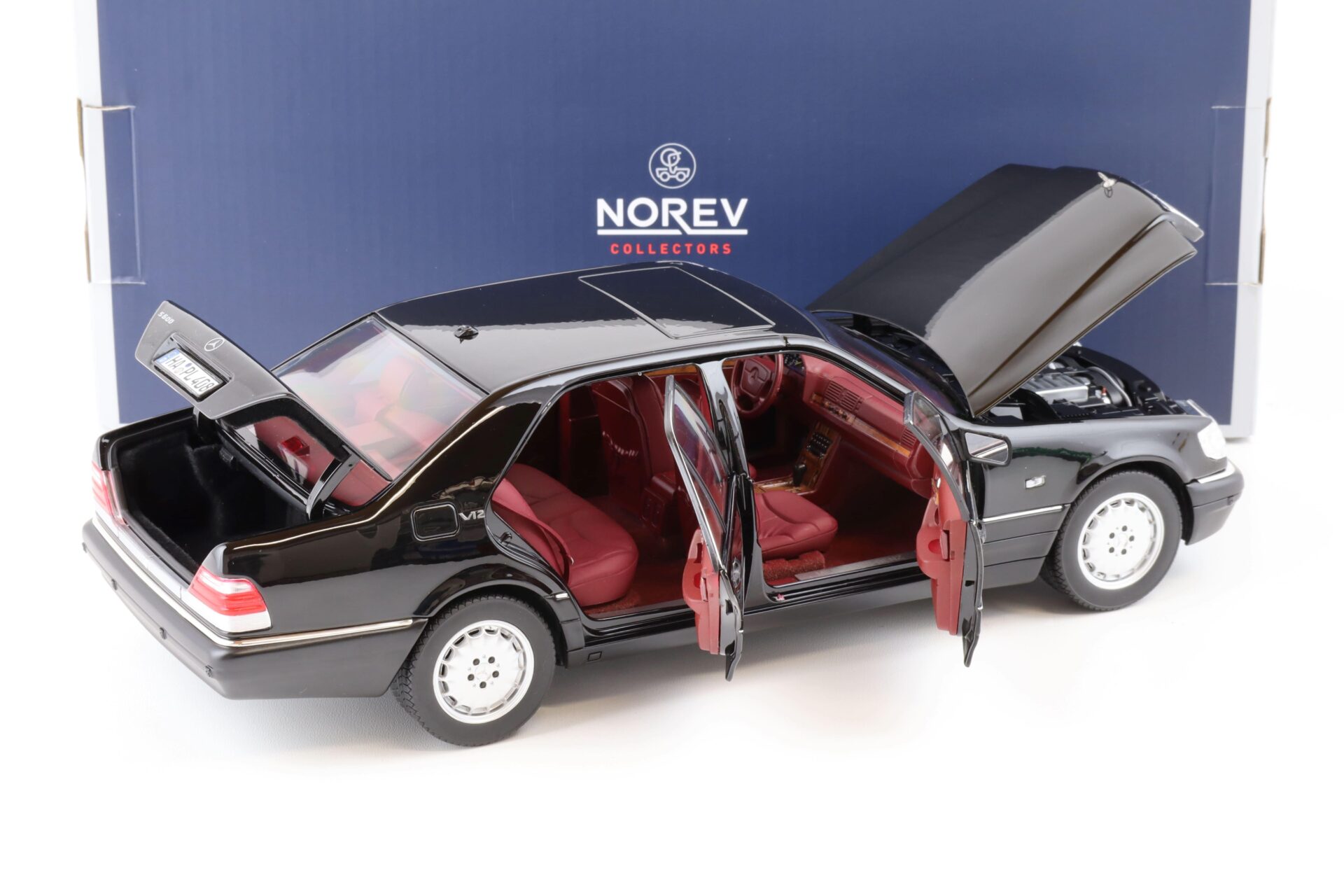 1:18 Norev Mercedes S600 S-Klasse W140 Limousine 1997 black/ red interior 183722