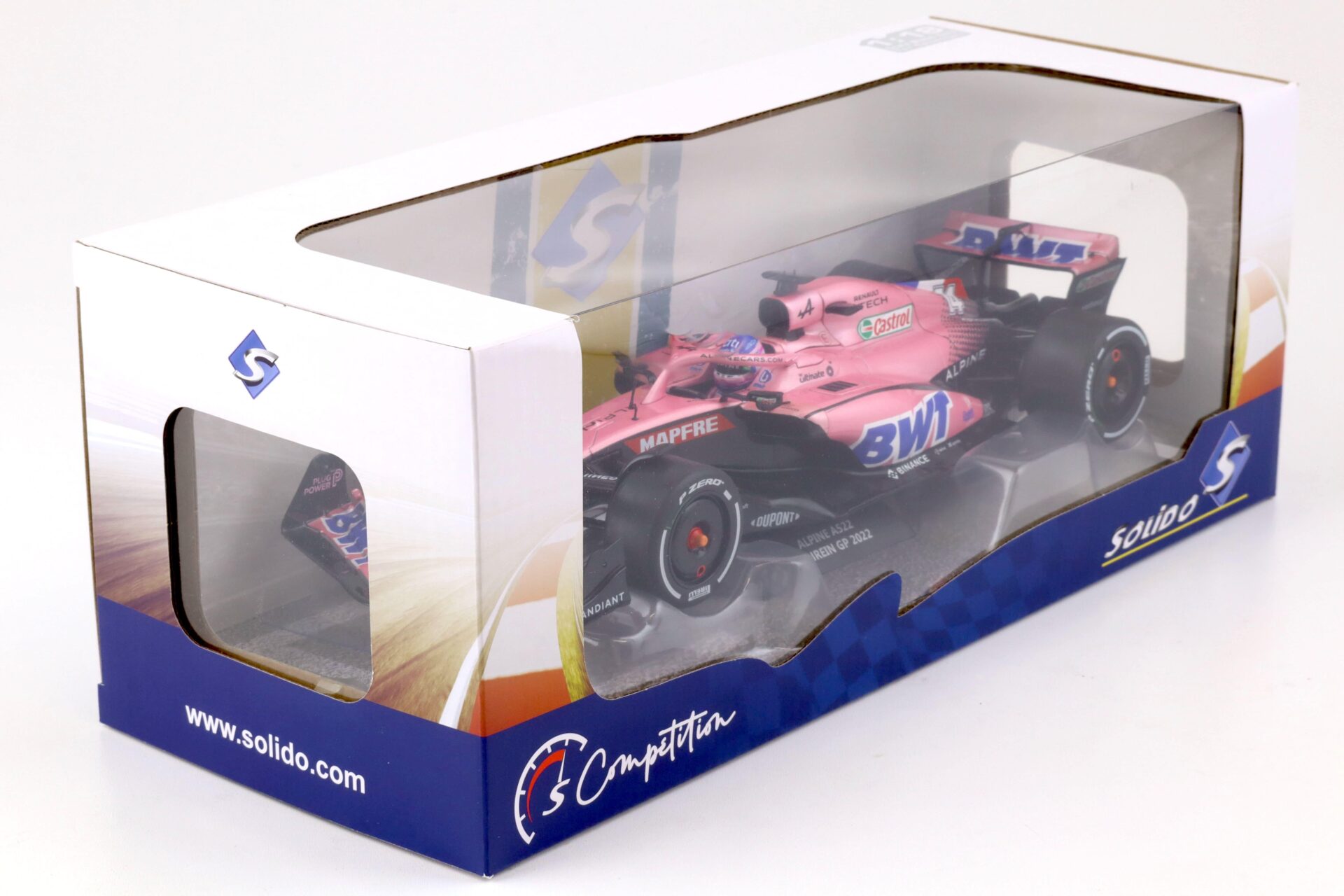 1:18 Solido Alpine A522 F1 Bahrain GP 2022 F.Alonso BWT
