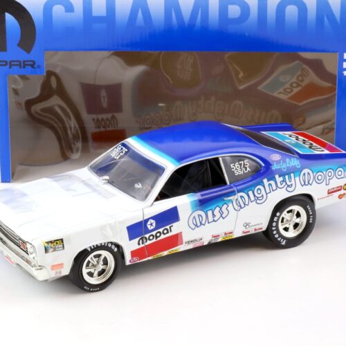 1:18 ERTL 1974 Plymouth Duster Miss Mighty Mopar blue/ white MOPAR CHAMPIONS