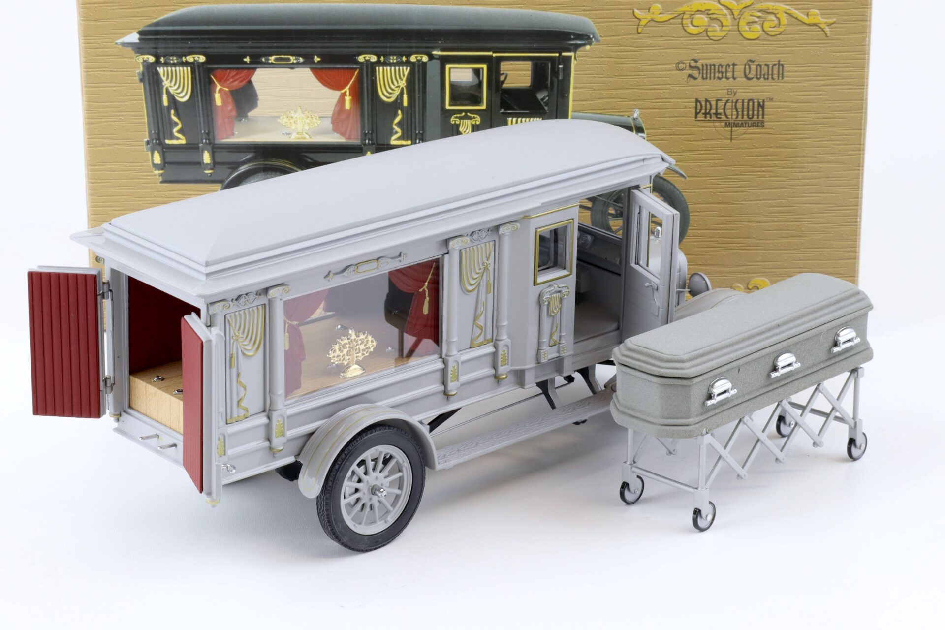 1:18 Precision Miniatures Sunset Coach 1921 Ford Model T Hearse grey