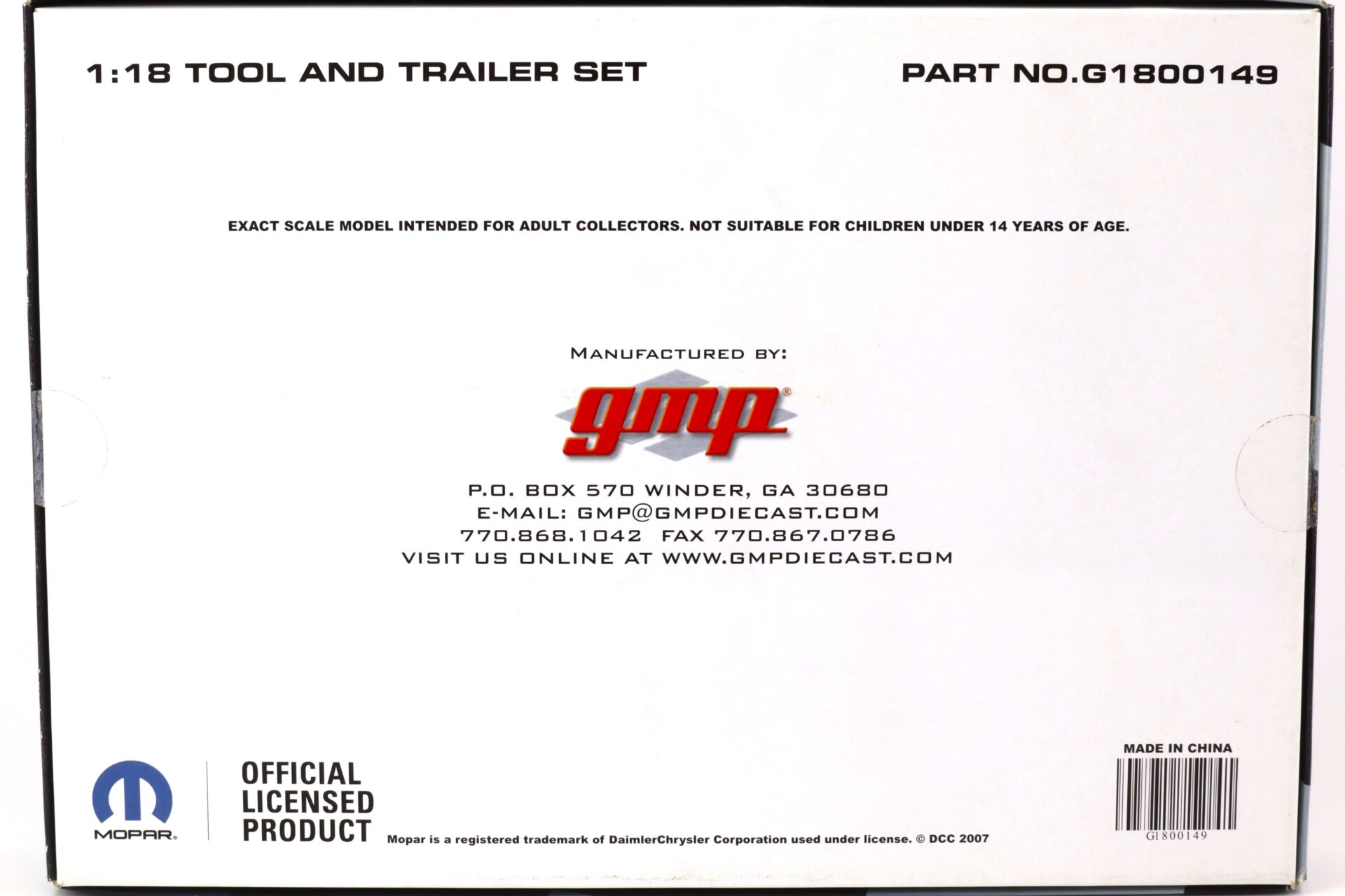 1:18 GMP SHOP TOOL and Trailer SET MOPAR black G1800149