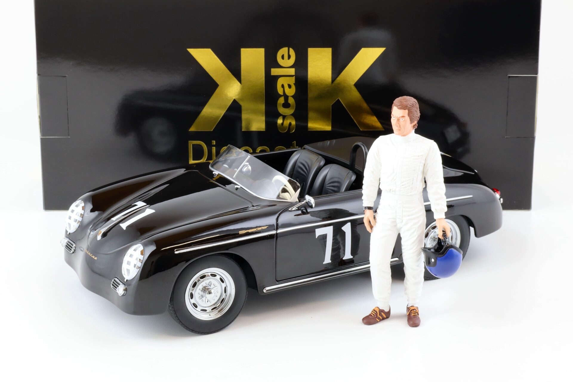 ID 76529 orig.jpg 1:12 KK-Scale SET Porsche 356A Speedster 1955 black #71+ Steve McQueen Figur