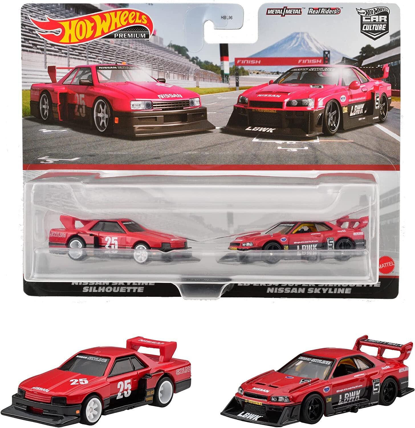 1:64 Hot Wheels 2023 Premium 2-Pack Nissan Skyline Supersilhouette + ER34 Skyline