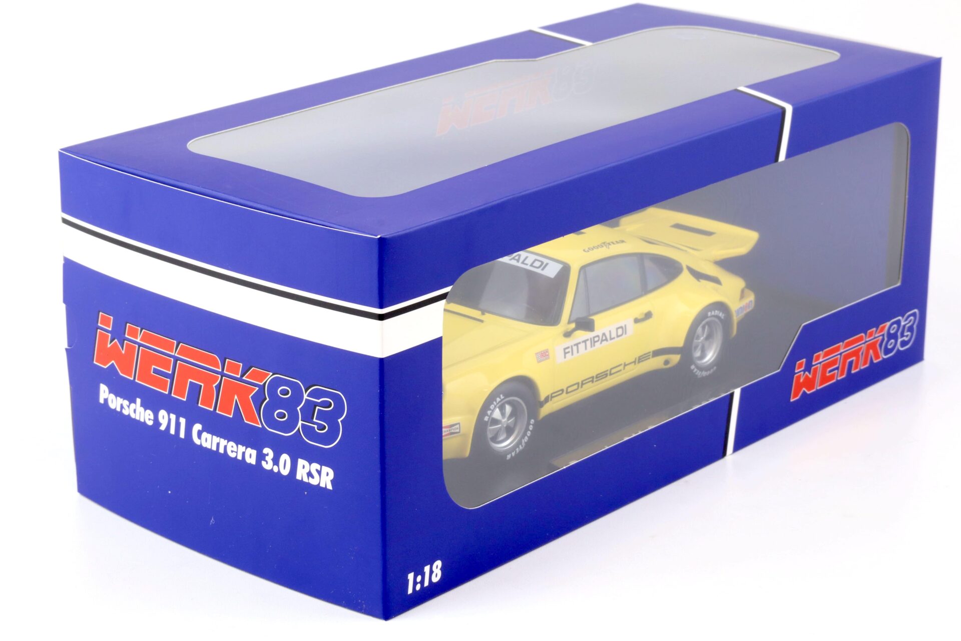 1:18 WERK83 Porsche 911 Carrera 3.0 RSR #1 IROC Riverside 1973 Fittipaldi yellow
