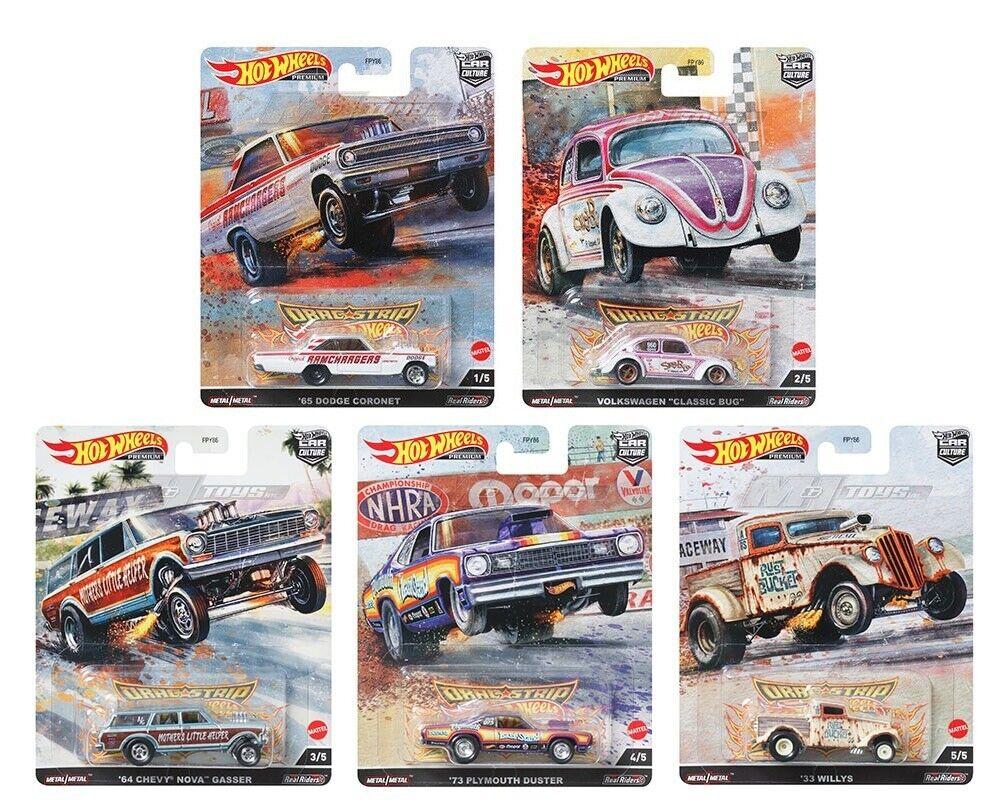 1:64 Hot Wheels Premium Set 2023 Drag Strip Car Culture 5 pcs. Plymouth, Chevy
