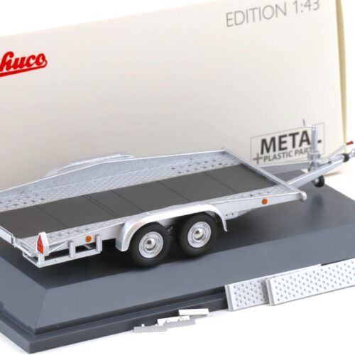 1:43 Schuco Autoanhänger Car Trailer silver 450376500