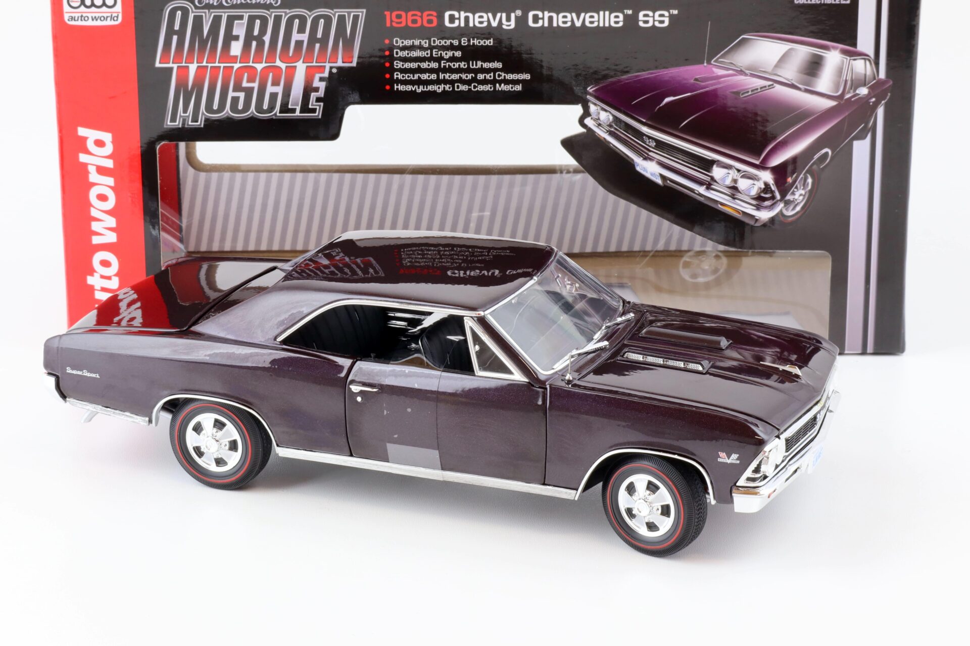1:18 Auto World 1966 Chevrolet Chevelle SS 396 burgundy metallic