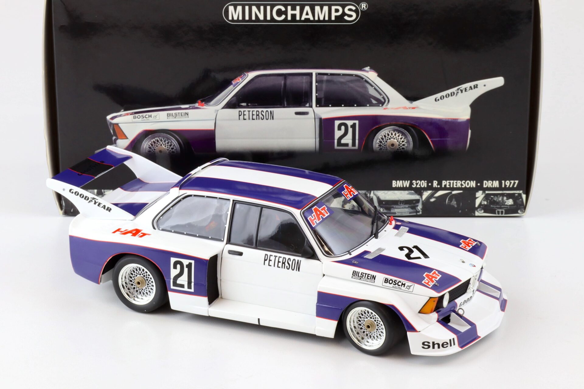 1:18 Minichamps BMW 320i Team Hat R.Peterson #21 DRM 1977
