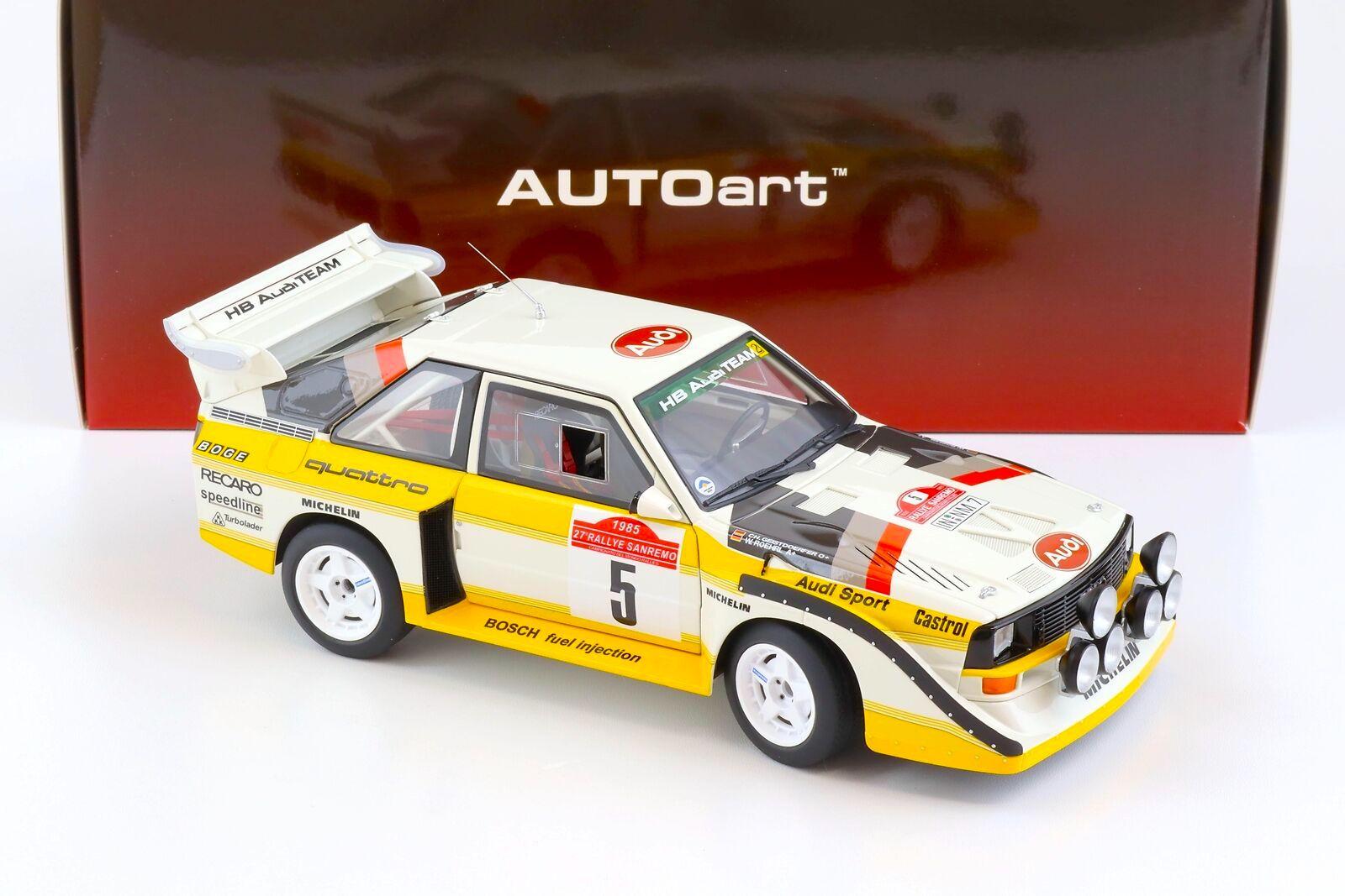 1:18 AUTOart Audi Sport Quattro S1 Rally San Remo 1985 Winner Röhrl/Geistdörfer