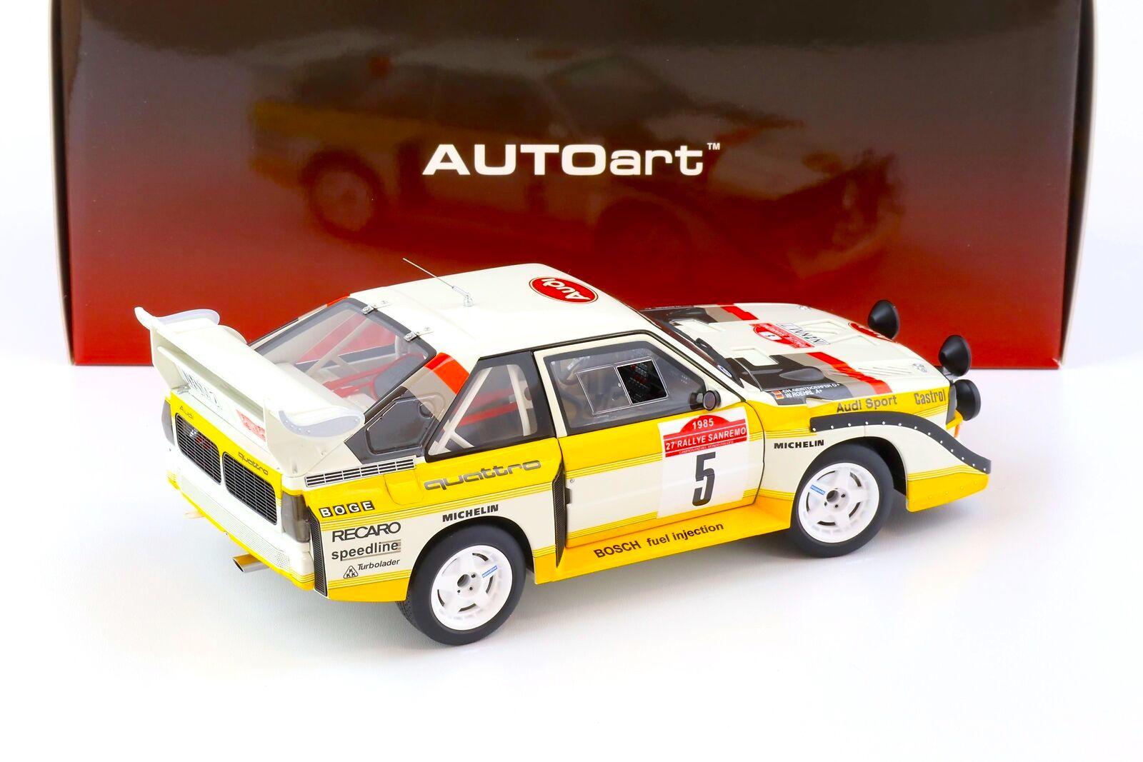 1:18 AUTOart Audi Sport Quattro S1 Rally San Remo 1985 Winner Röhrl/Geistdörfer