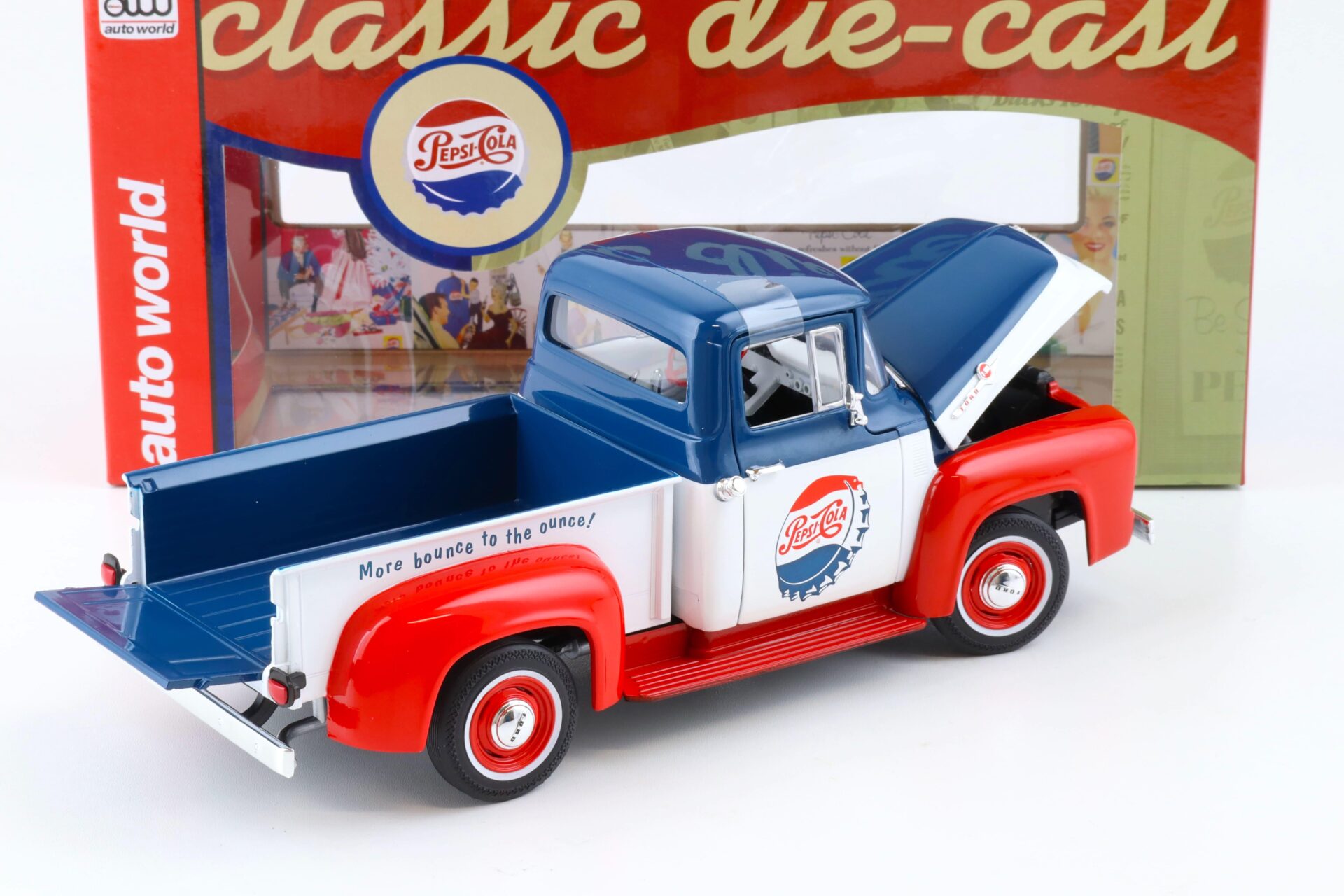 1:18 Auto World 1956 Ford F-100 Pick-Up PEPSI Cola blue/ white/ red