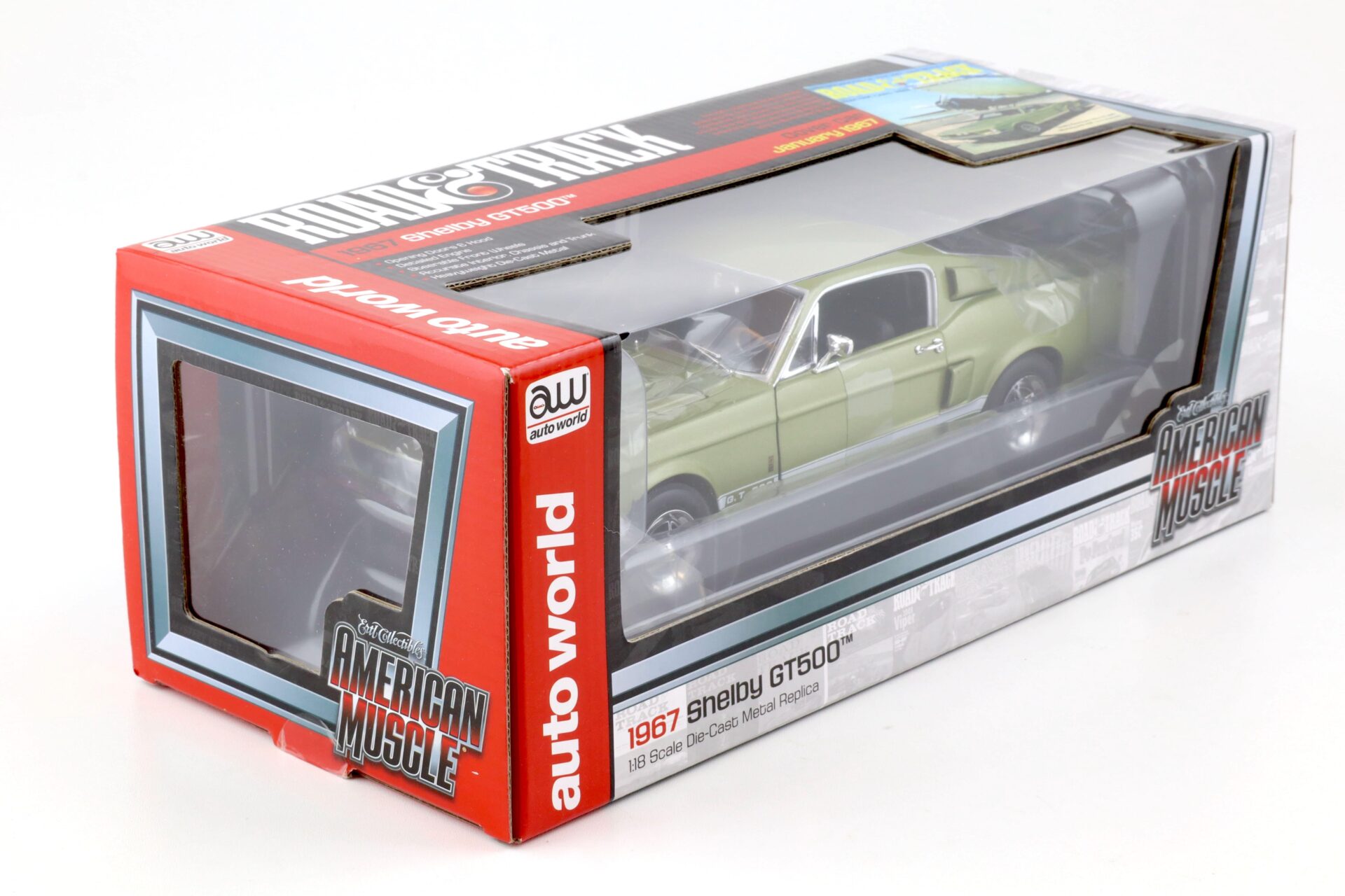 1:18 Auto World 1967 Shelby GT500 Coupe green metallic/ white Road Track Car Cover