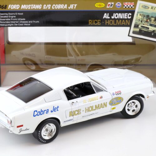 1:18 Auto World 1968 Ford Mustang S/S Cobra Jet Rice Holman Ford Al Joniec white
