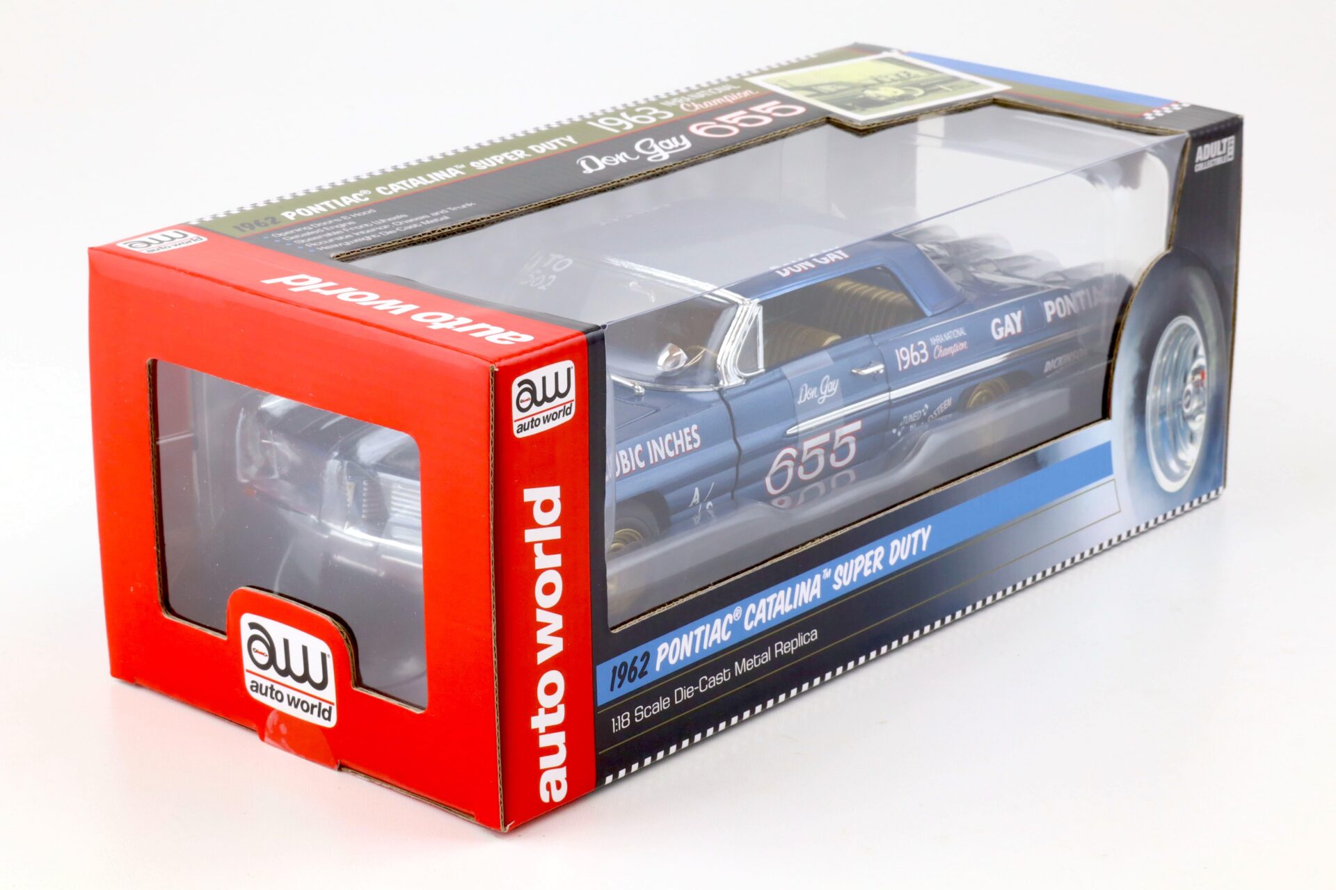 1:18 Auto World 1962 Pontiac Catalina Super Duty #655 Don Gay blue metallic