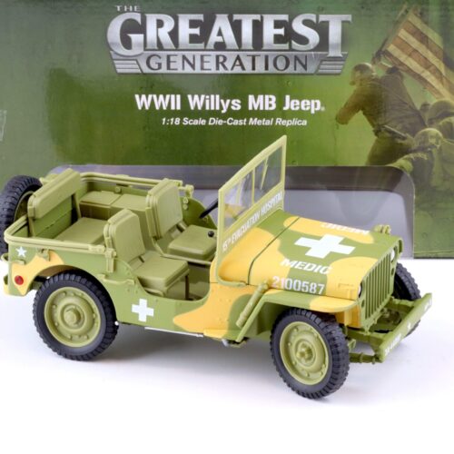 1:18 Auto World 1941 WWII Willys MB Jeep Medical US Army 4x4 camou