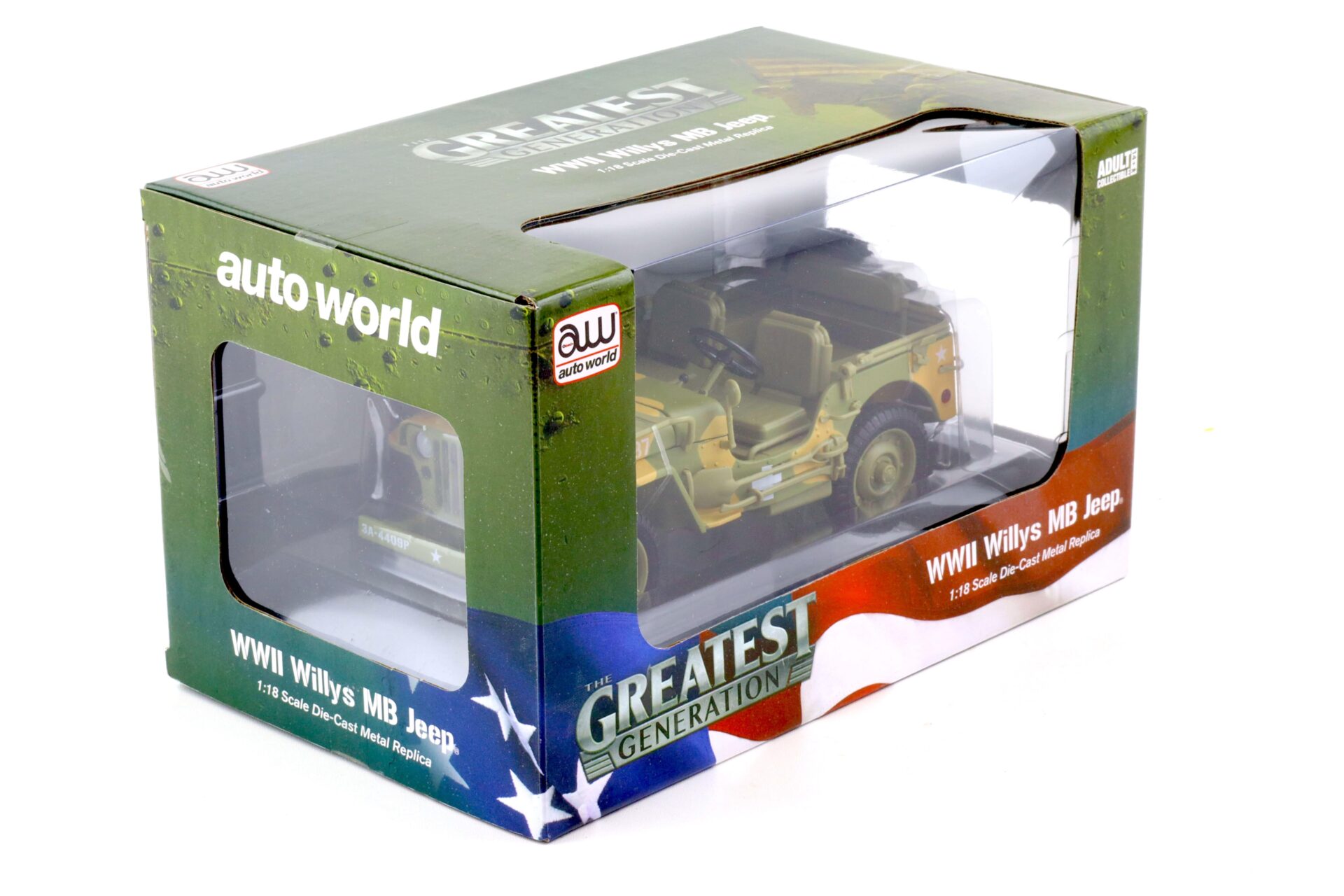 1:18 Auto World 1941 WWII Willys MB Jeep Medical US Army 4x4 camou
