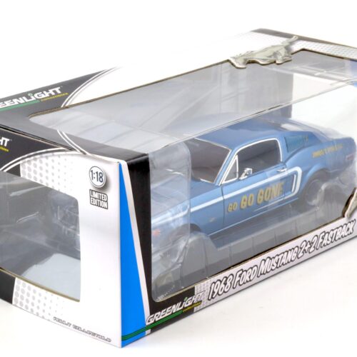 1:18 Greenlight 1968 Ford Mustang 2+2 Fastback Go Go Gone D/S 584 blue metallic
