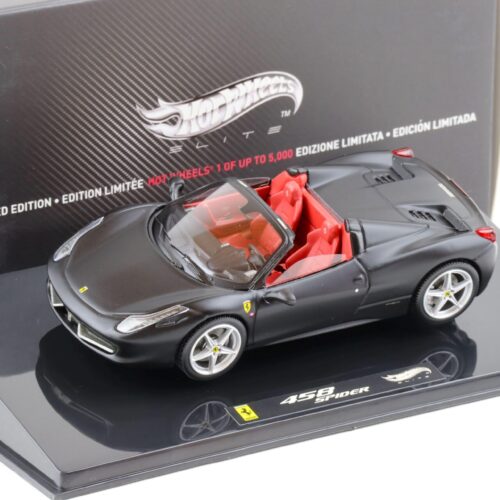 1:43 Hot Wheels Elite Ferrari 458 Spider matt black